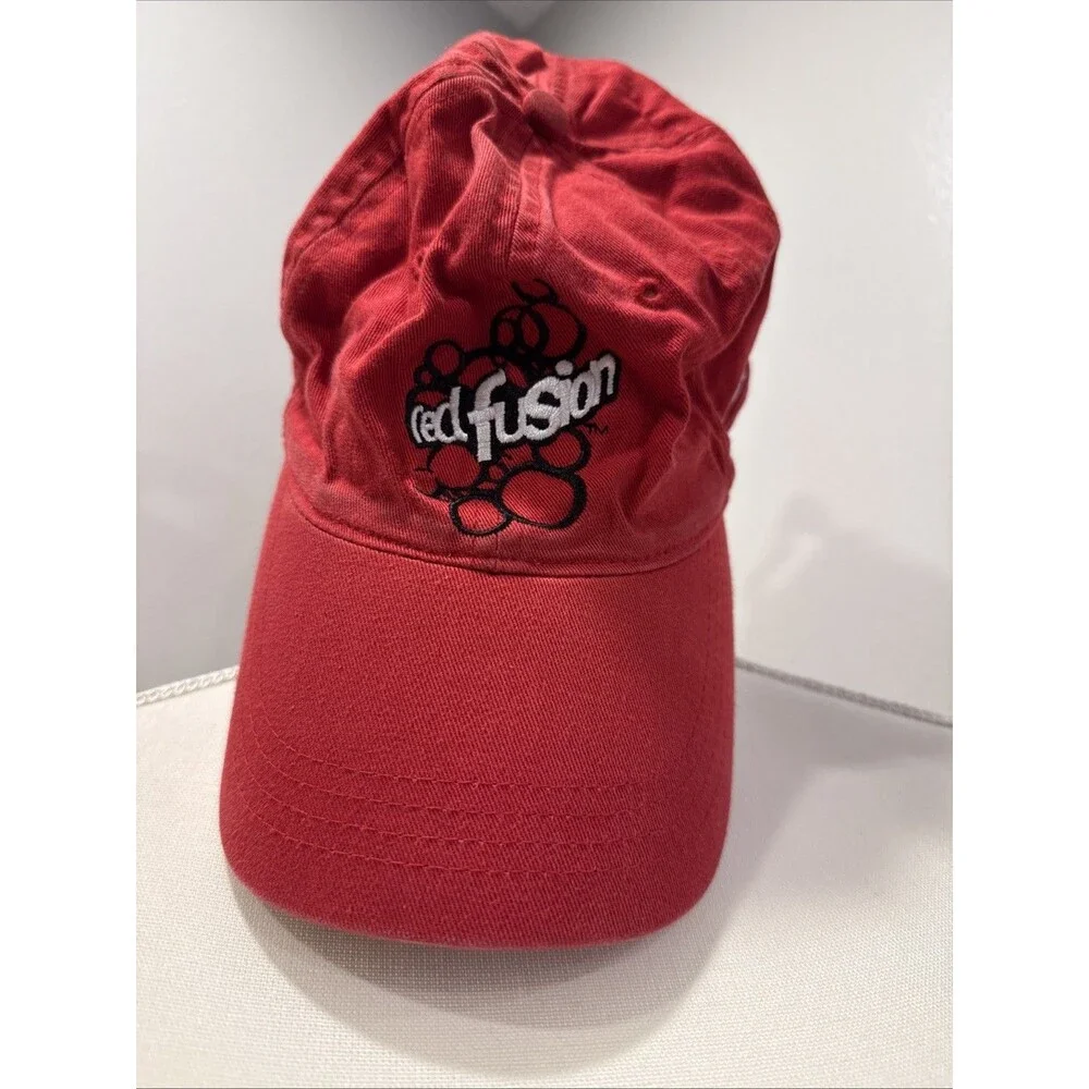 Red Fusion Embroidered Cap Buckle Adjustable Strap Dr Pepper Cotton Hat